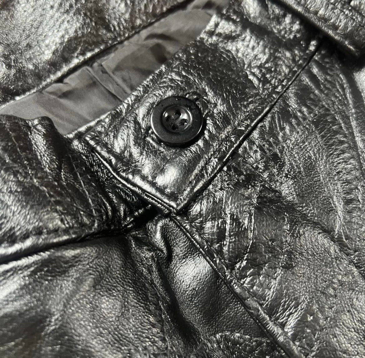 Patch Work Real Goat Leather Pant